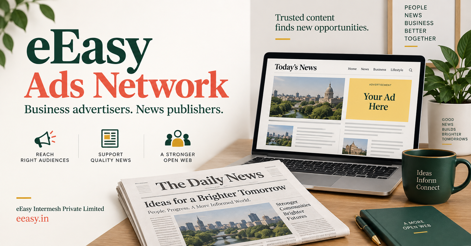 eEasy advertising illustration with a generic news layout